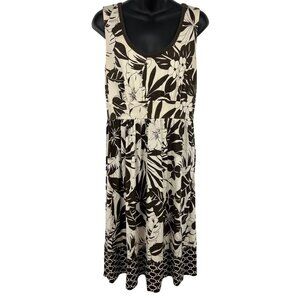 Tommy Bahama Women Floral Sleeveless Dress Medium 8 10 Silk Brown Beige VGUC